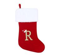 GALER 20 Inches Christmas Stocking, Personalised Christmas Stockings with Letters, Super Soft Initial Xmas Stocking Large Monogram Xmas Stockings Red Names Gift for Holiday (R)