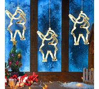 GALER 3PCS Christmas Window Lights, Hanging Christmas Decorations Window Lights with Suction Cups, Battery Operated Xmas Decorations Fairy Light for Indoor Outdoor Wedding Party Bedroom (Santa Claus)