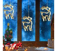 Galer 3PCS Hanging Christmas Decorations Window Lights with Suction Cups, Battery Operated Fairy Lights for Indoor Outdoor Wedding Party Bedroom (Deer)