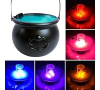 GALER Halloween Witches Cauldron, Black Cauldron Pot Fog Maker, LED Mist Maker with 3 Color Flame Light Change, Pond Fogger Misting Cauldron Sprayer Machine for Halloween Holiday Party Decorations
