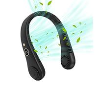 GALER Neck Fan, Portable Rechargeable, Bladeless Neck Fan LED Display Mini 360° Cooling Personal Fans, 5 Speed Leafless Hanging USB Wearable Fans for Women Men Home Office Travel (Black+)
