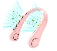 GALER Neck Fan, Portable Rechargeable Bladeless Neck Fan Mini Cooling Personal Fans, 3 Speeds Leafless Hanging USB Wearable Fans for Women Men Home Office Travel Sports Outdoor (Pink)