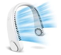 GALER Portable Neck Fan USB Rechargeable, Mini Bladeless Neck Fan Cooling Personal Fans, 3 Speeds Leafless Hanging Wearable Fans for Women Men Home Office Travel Sports Outdoor (White)