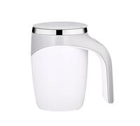 GALER Self Stirring Mug with Lid, 380ML Self Stirring Cup Stainless Steel Portable Auto Stir Mug, Hot Drink Automatic Mixer for Coffee, Milk, Hot Chocolate, Latte, Mocha (White)