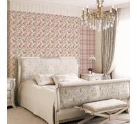 Galerie Abby Rose 4 Taupe Pink Plum Linen Floral Smooth Wallpaper