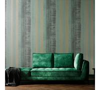 Galerie Adonea Hermes Woody Green Metallic Stripe Smooth Wallpaper Roll
