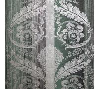 Galerie Adonea Nerites Woody Green Metallic Damask Stripe Smooth A4 Wallpaper Sample