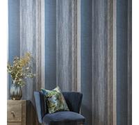 Galerie Adonea Poseidon Midnight Blue Metallic Stripe Smooth Wallpaper Roll