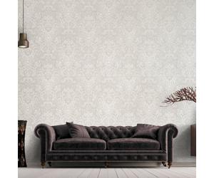 Galerie Adonea Snow Silver Aphrodite Damask Glass Beads 3D Embossed Wallpaper Roll