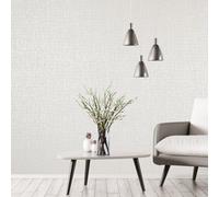 Galerie Adonea Zeus Antique White Metallic Geometric 3D Embossed Wallpaper Roll