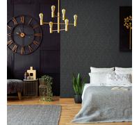 Galerie Air Collection Black Leaves Sheen Textured Wallpaper Roll