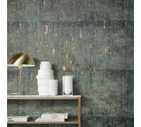 Galerie Air Collection Gold Metallic Aged Concrete Textured Wallpaper Roll