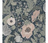 Galerie Apelviken 2 Blush Blue Floral Woodland Smooth A4 Wallpaper Sample