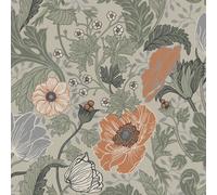 Galerie Apelviken 2 Green Orange Anemone Smooth A4 Wallpaper Sample