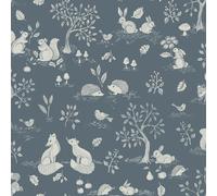 Galerie Apelviken 2 Mid Blue Floral Woodland Smooth A4 Wallpaper Sample