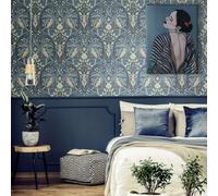 Galerie Arts And Crafts Blue Patterned Wallpaper