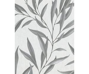 Galerie Avalon Grey Large Leaf Trail Embossed Wallpaper