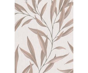 Galerie Avalon Off White Copper Large Leaf Trail Embossed Wallpaper