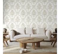 Galerie Azulejo Beige Porto Large Distressed Baroque Damask Wallpaper Roll