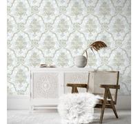 Galerie Azulejo Grey Porto Large Distressed Baroque Damask Wallpaper Roll