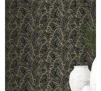 Galerie Bazaar Black Light Ochre Broadleaf Smooth Wallpaper