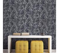Galerie Bazaar Navy Broadleaf Smooth Wallpaper