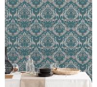 Galerie Bazaar Teal Menagerie Smooth Wallpaper