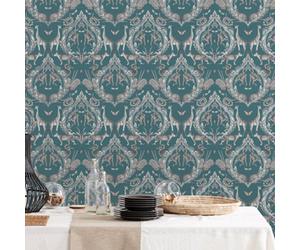 Galerie Bazaar Teal Menagerie Smooth Wallpaper