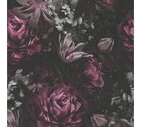 Galerie Blooming Wild Purple/black Antique Floral Motif Wallpaper Roll