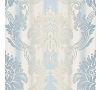 Galerie Classic Silks 3 Blue Fine Stripe Damask Embossed Wallpaper