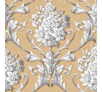Galerie Classic Silks 3 Yellow Gold Damask Smooth A4 Wallpaper Sample