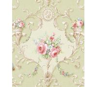 Galerie Classic Silks 4 Green Ornamental Floral A4 Wallpaper Sample