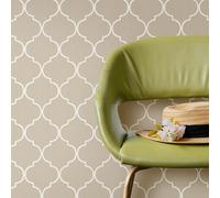 Galerie Cottage Chic Beige Thin Stripe Quatrafoil Ecodeco Material Wallpaper Roll