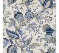 Galerie Cottage Chic Blue Botantical Floral Leaves Ecodeco Material Wallpaper Roll