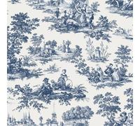Galerie Cottage Chic Blue Toile Ecodeco Material A4 Wallpaper Sample