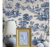 Galerie Cottage Chic Blue Toile Ecodeco Material Wallpaper Roll