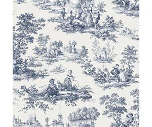 Galerie Cottage Chic Blue Toile EcoDeco Material Wallpaper Roll