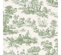 Galerie Cottage Chic Green Toile Ecodeco Material Wallpaper Roll