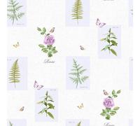 Galerie Country Cottage Lilac Green Rose Botanical Motif Smooth Wallpaper