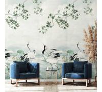 Galerie Daisy Bennett Grey Crane Grasscloth Mural