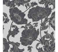 Galerie Ekbacka Collection Monochrome Papaver Large Floral Trail A4 Wallpaper Sample