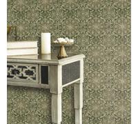 Galerie Elegance Green Floral Stripe Wallpaper Dwp0353-01