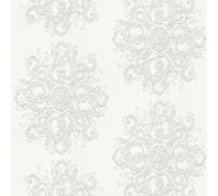 Galerie Elle Decoration Cream Light Silver Baroque Damask Embossed Wallpaper
