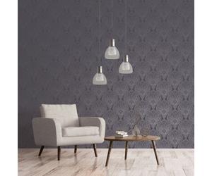 Galerie Emporium Purple Silver Mehndi Damask Embossed Wallpaper