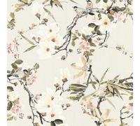 Galerie Escape Cream, Beige, Green, Pink, Brown, Black, Grey, Red Apple Blossom Tree Smooth Wallpaper
