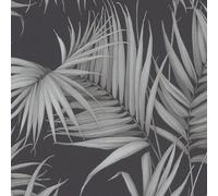 Galerie Escape Green, Grey, Black Palm Leaves Smooth Wallpaper