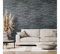 Galerie Feel Blue Metallic Seashell Leaf Wallpaper Roll