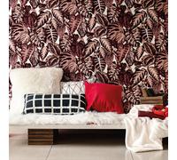 Galerie Feel Flock Tree Leaf Red Wallpaper 81265