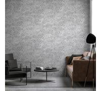 Galerie Feel Grey Metallic Seashell Leaf Wallpaper Roll