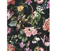 Galerie Flora Black Floral Rhapsody A4 Wallpaper Sample